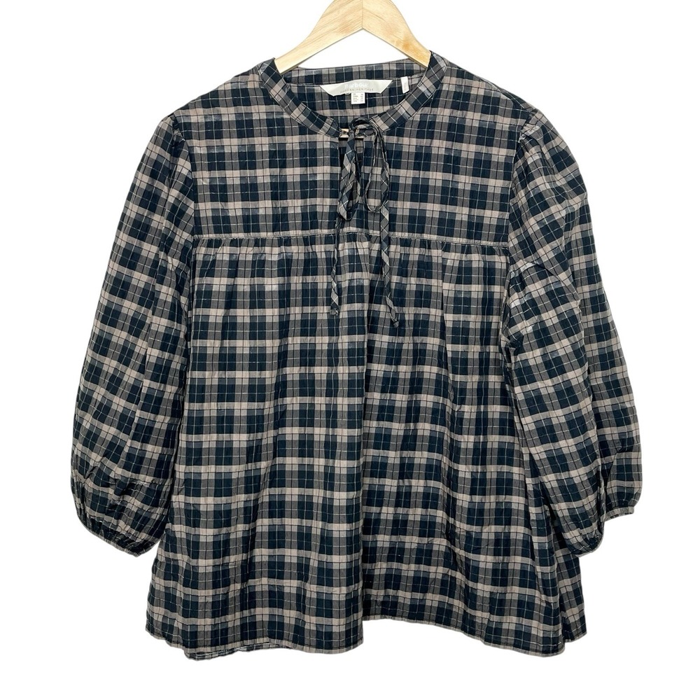 Barbour Lorelie Top Brown Plaid Womens US Size 10 Modern Heritage Cottage Preppy